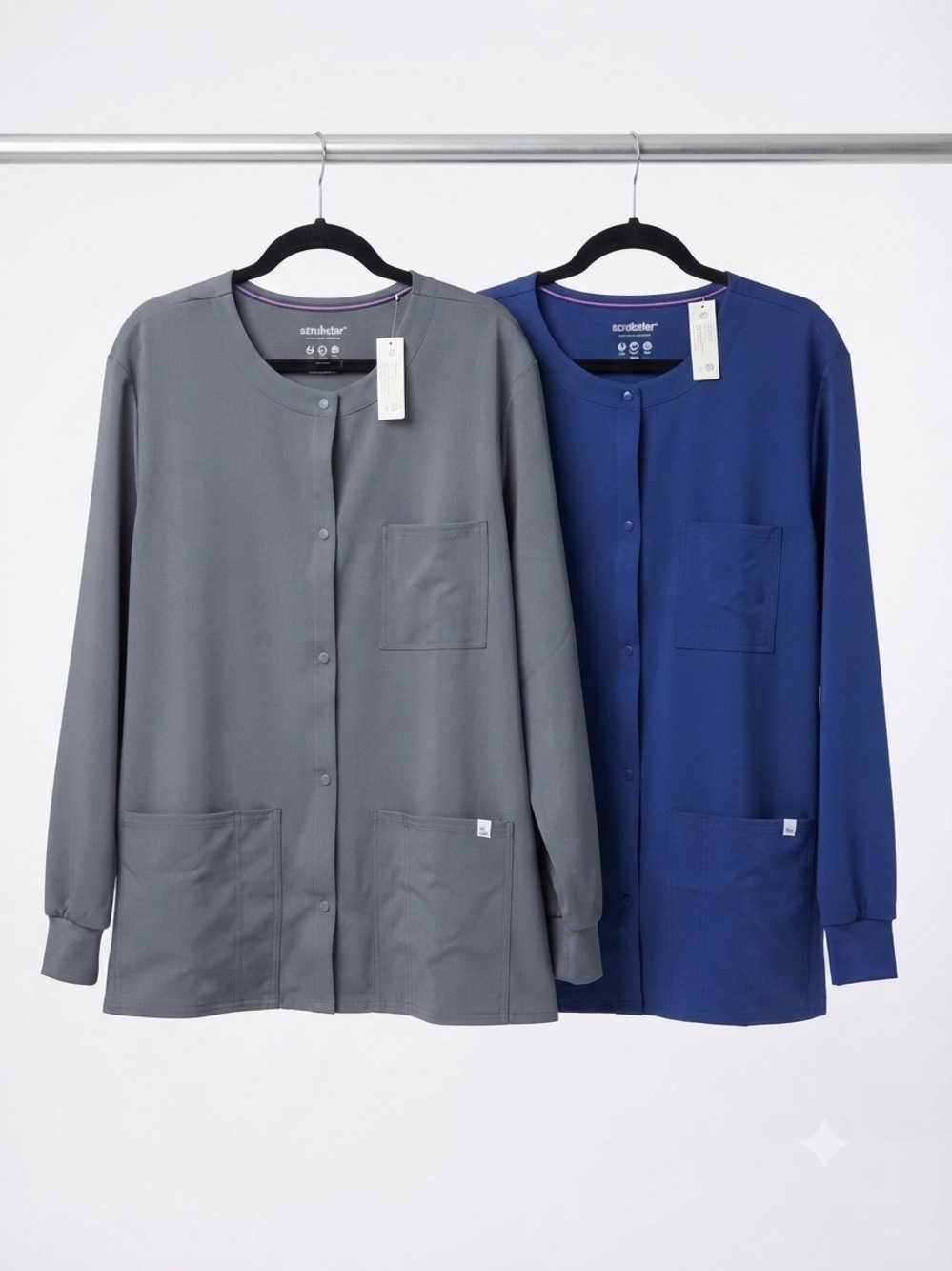 Scrubstar Lot Of 2 Snap-Front Scrub Jacket with Pockets - Gray and Navy Size 3XL